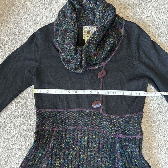 Anthropologie Curio Dress Women’s XS Black Purple Cowl Neck Whimsigoth Witchy - Picture 11 of 13